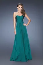 Вечернее платье в пол из шифона, style 16169 изумрудный