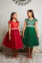 Атласное вечернее платье для девочек с рукавами и тюлем от AS452 Kids Dream - Вечерние платья для девочек